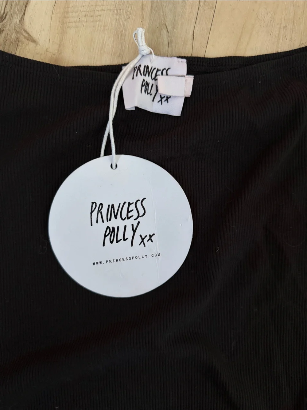 NWT Princess Polly Black Ribbed Square Neck Bodysuit